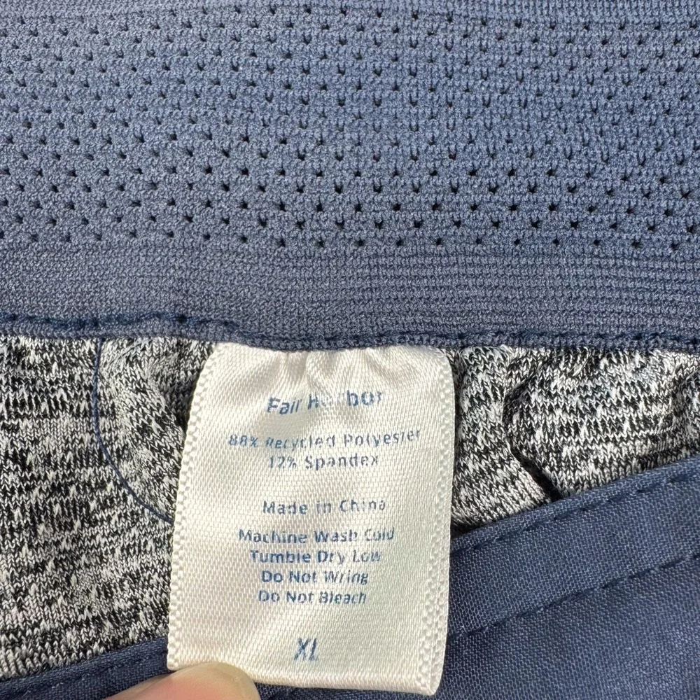 FAIR HARBOR Men's XL Blue Red Orange Striped Elastic Waist‎ Swim Trunks Shorts